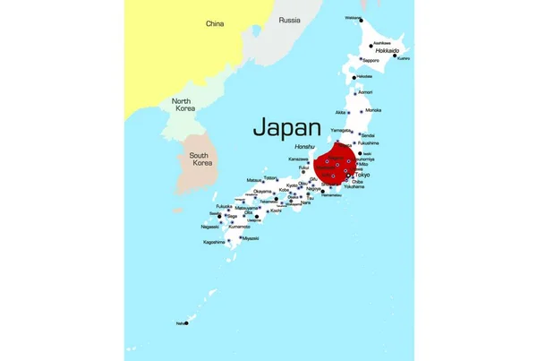 Illustrazione Mappa Del Giappone — Vettoriale Stock