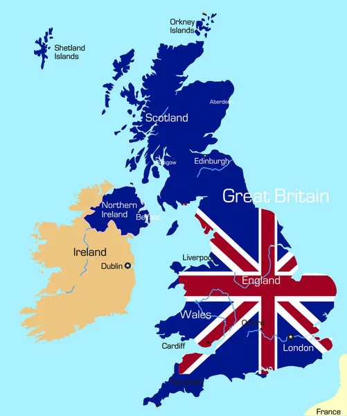 Büyük Britanya Nın Harita Illüstrasyon — Stok Vektör