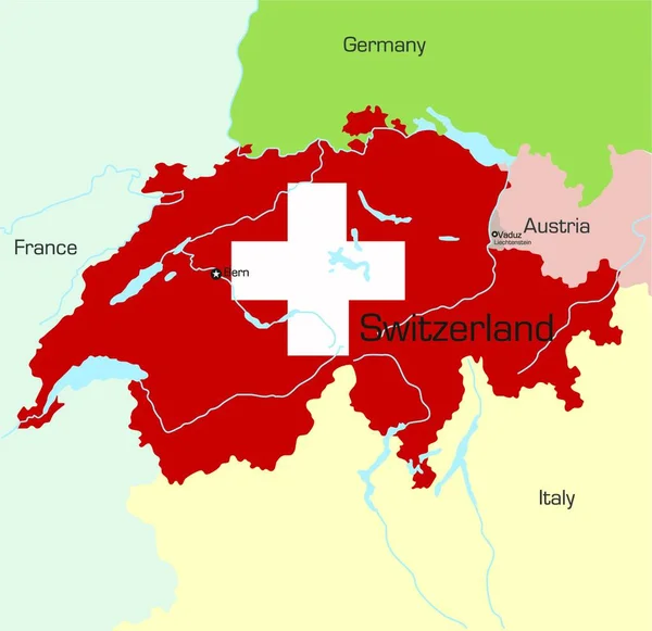 Illustration Map Switzerland — Stock Vector