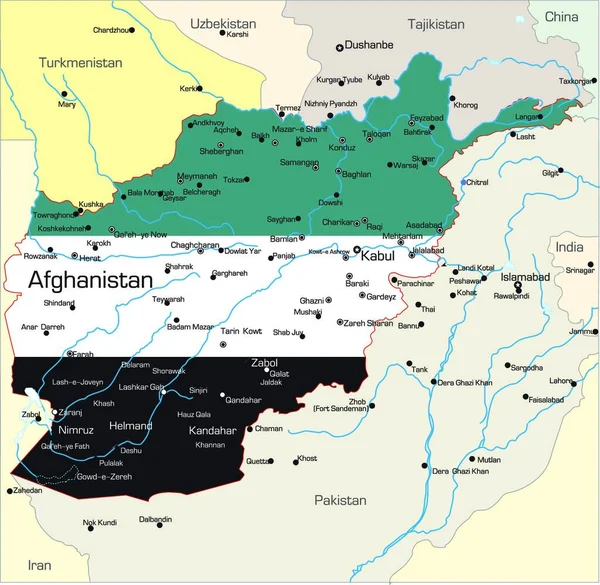 Ilustração Mapa Afeganistão — Vetor de Stock