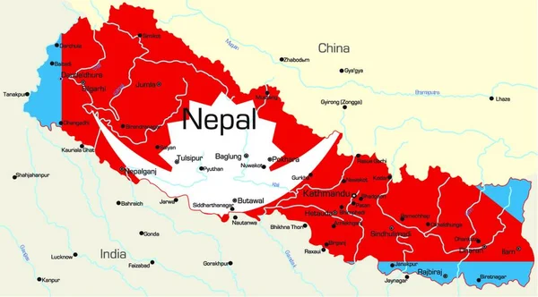 Ilustracja Mapa Nepalu — Wektor stockowy