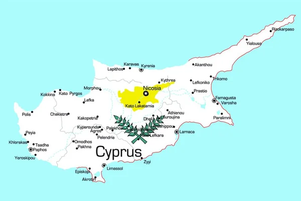Ciprus Illusztrációs Térképe — Stock Vector