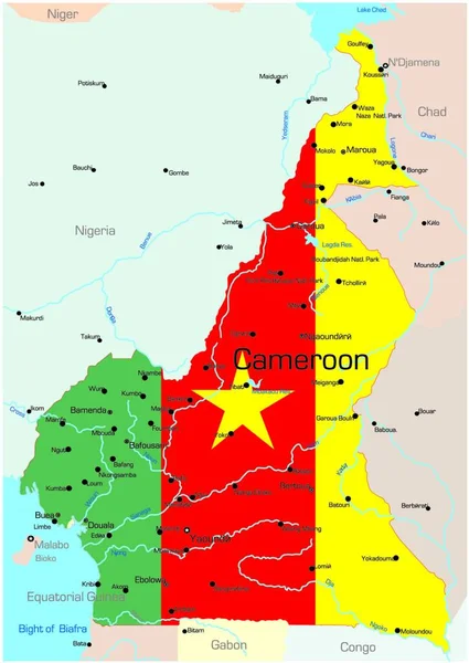 Illustration Map Cameroon — Stock Vector