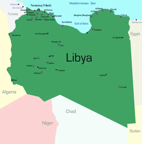 Illustration Map Lybia — Stock Vector