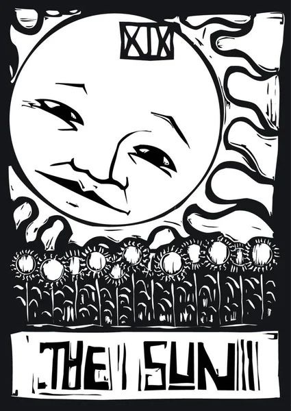 Illustration Vectorielle Sun Tarot — Image vectorielle