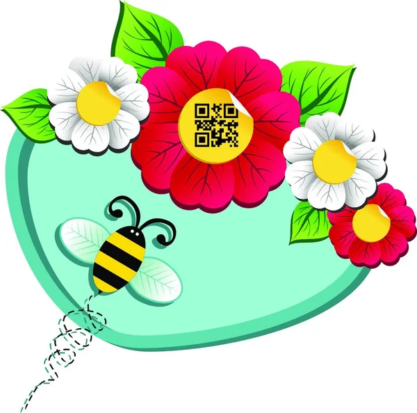 Wiosna Czas Kwiat Pszczoła Kodu — Wektor stockowy