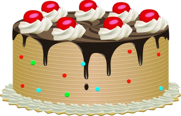 Gâteau Vectoriel Chocolat Aux Cerises — Image vectorielle