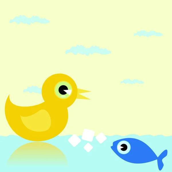 Duck Fish Stylish Vector Illustration — Stock Vector