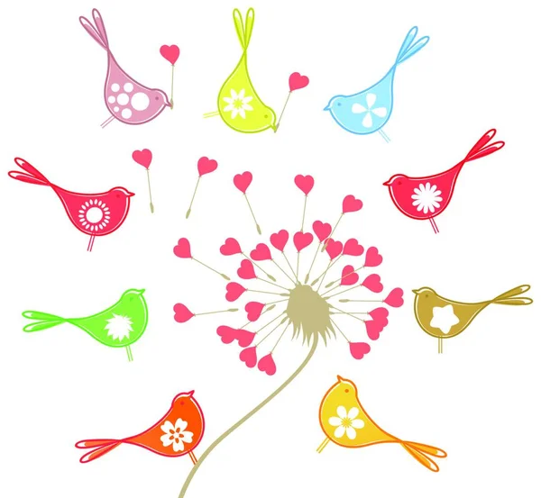Dragostea Păsărilor Ilustrație Vectorială Colorată — Vector de stoc