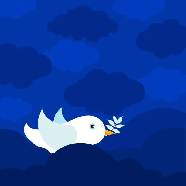 Pigeon Avec Plante Bec Illustration Colombe Concept Journée Mondiale Paix — Image vectorielle