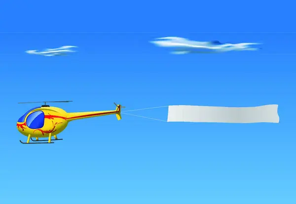 Banner Helicóptero Ilustração Vetorial Moderna — Vetor de Stock