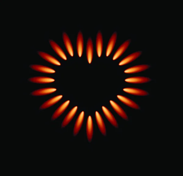 Cuisinière Gaz Vectoriel Avec Flammes Rouges — Image vectorielle