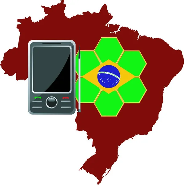 Ilustração Vetor Mobile Communications Brasil — Vetor de Stock