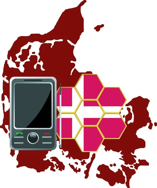Mobiele Communicatie Denemarken Vector Illustratie — Stockvector