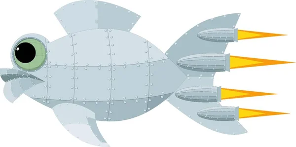 Fantastic Metal Fish Vector Illustration — Stock Vector