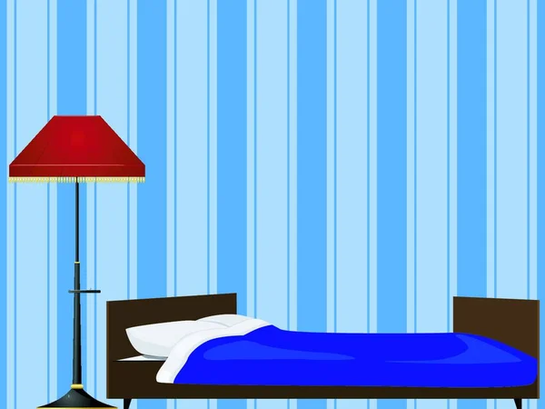 Κρεβάτι Και Πάτωμα Εικονογράφηση Διάνυσμα Λαμπτήρα — Διανυσματικό Αρχείο