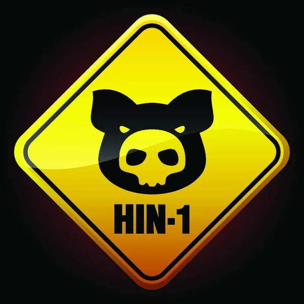 Warning H1N1 Sign Vector Illustration — Stock Vector