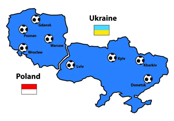 Polonia Ucrania Icono Ilustración Vectorial — Vector de stock