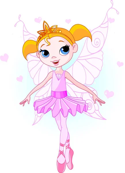 Cute Fairy Ballerina Vector Illustration — Stock Vector
