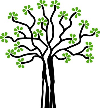 ağaç, renkli vektör illüstrasyonu 