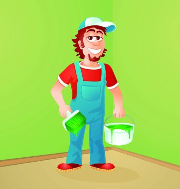 ev boyacısı simgesi, vektör illüstrasyonu