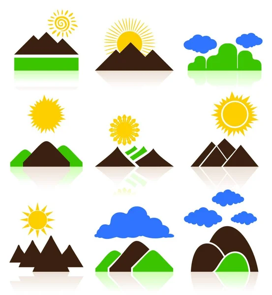 Iconos Montaña Vector Ilustración — Vector de stock