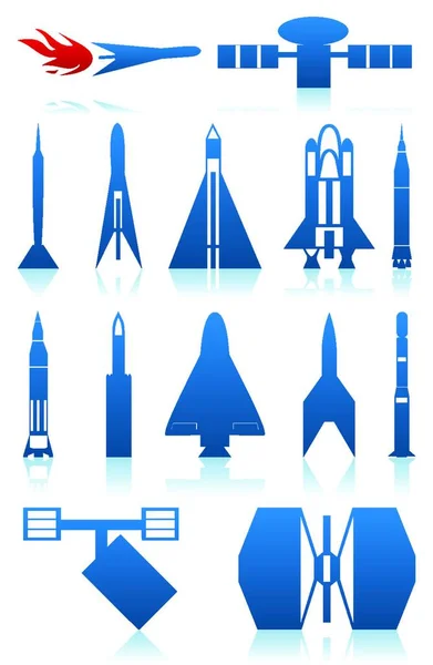 Иконки Векторной Иллюстрации Ракет — стоковый вектор