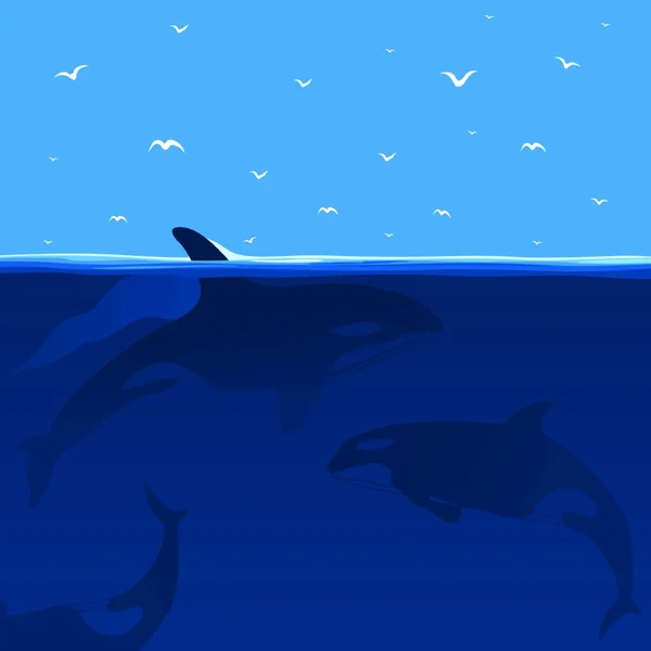 Polowanie Wieloryby Wektor Ilustracji — Wektor stockowy