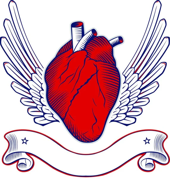 Эмблема Крыла Сердца Красочная Векторная Иллюстрация — стоковый вектор