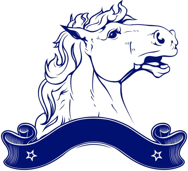 Emblema Fazenda Cavalos Ilustração Vetorial Colorida —  Vetores de Stock