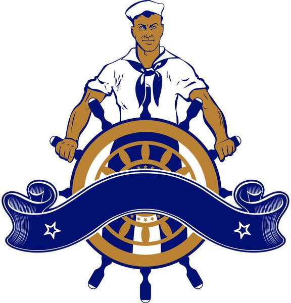 sailor man emblem icon for web, vector illustration