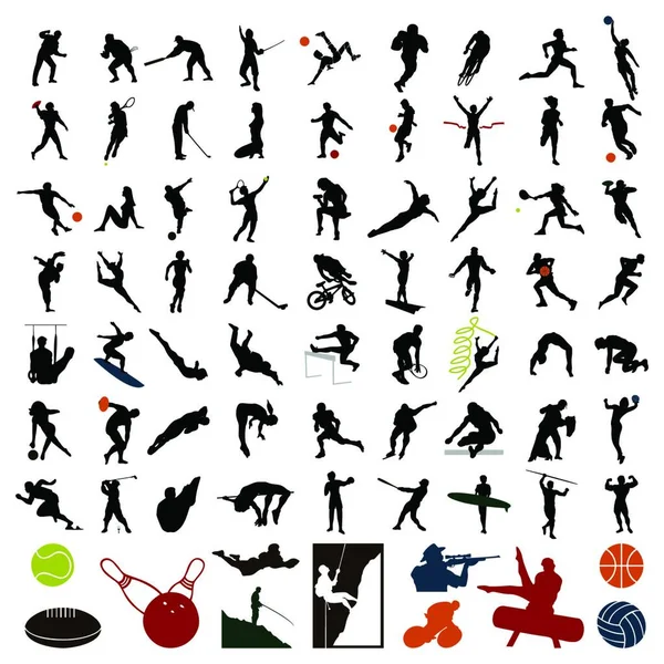 Silhouettes Sportsmen Vector Illustration — Stock Vector