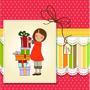 Hediyelik vektör çizimi olan genç kız