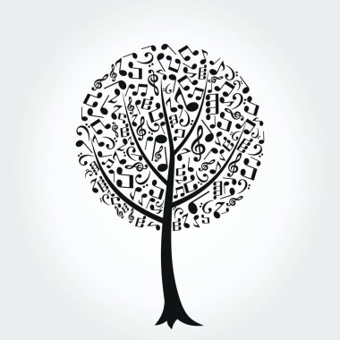 sanatsal ağaç afişi, vektör illüstrasyonu