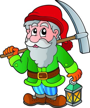 Çizgi film cüce madenci vektör çizimi