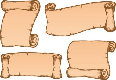 Vintage parşömen koleksiyonu vektör illüstrasyonu