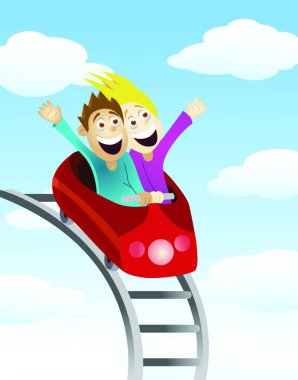 kadın ve erkek bir roller coaster 