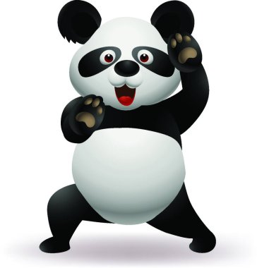 Komik panda dövüş sanatları yapıyor. 