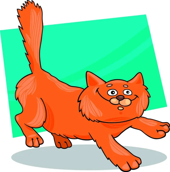 Running Red Fluffy Cat Web Simple Icon Illustration — Stock Vector