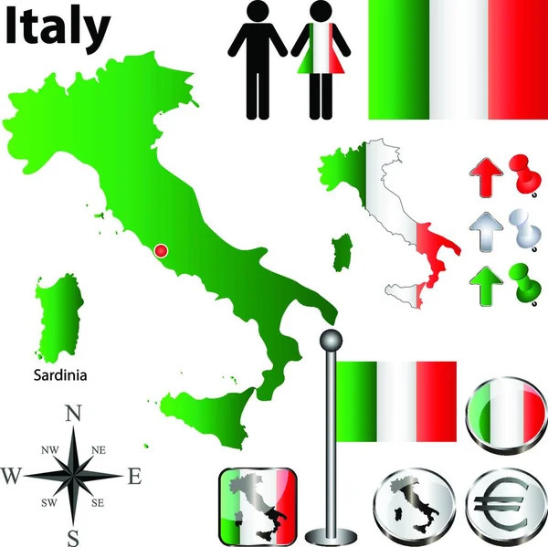 Italia Mappa Vettoriale Illustrazione — Vettoriale Stock