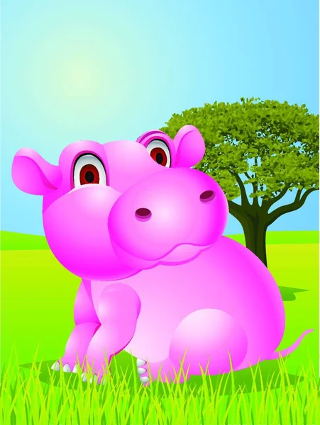 Illustrazione Vettoriale Del Fumetto Hippo — Vettoriale Stock
