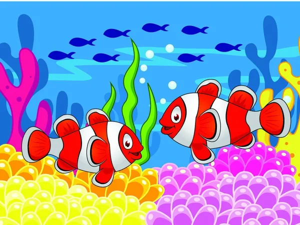 Κλόουν Ψάρια Κινουμένων Σχεδίων Διανυσματική Απεικόνιση — Διανυσματικό Αρχείο
