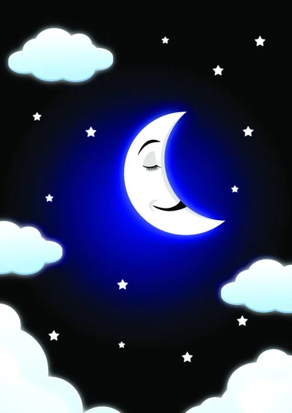 Moon Cartoon Sleeping Vector Illustration — Stock Vector