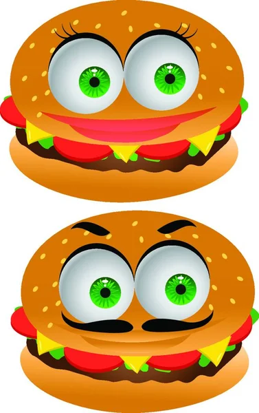 Burger Cartoon Character Vector Illustration — Stock Vector