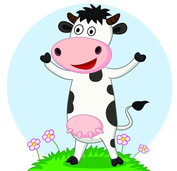 Linda Ilustración Vector Vaca Dibujos Animados — Vector de stock