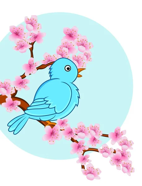 樱花蓝鸟 — 图库矢量图片