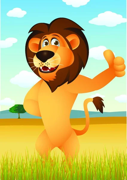 Funny Lion Cartoon Vector Illustration — Stock Vector