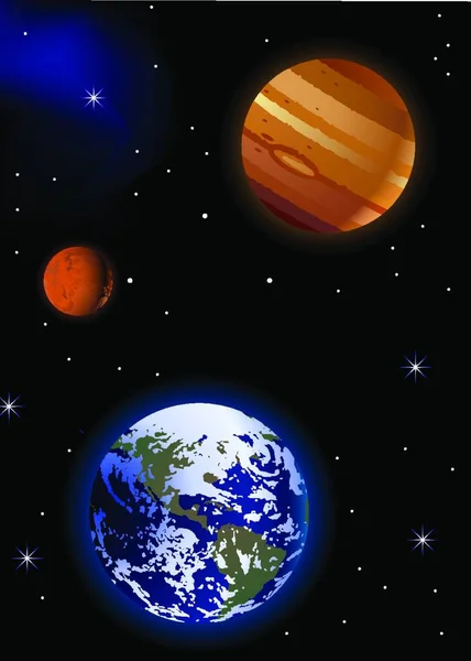 火星と木星 グラフィックベクトルイラスト — ストックベクタ