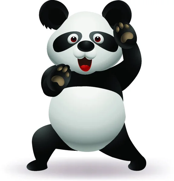 Divertente Panda Praticare Arte Marziale — Vettoriale Stock