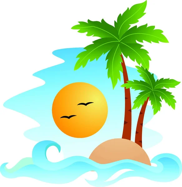 Tropical Island Vector Illustration — Stock Vector